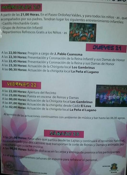 Programa de carnaval de Aroche 2016